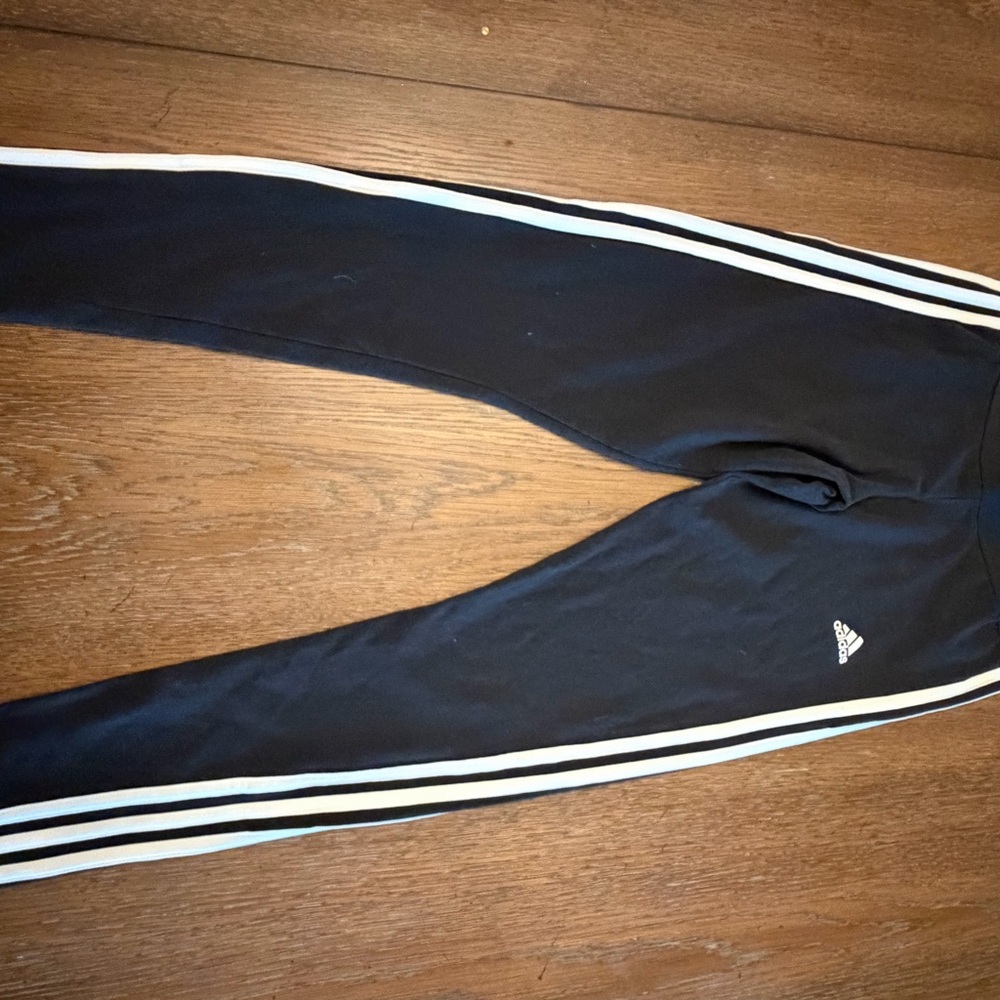 Adidas Women's Black Joggers with White Stripes